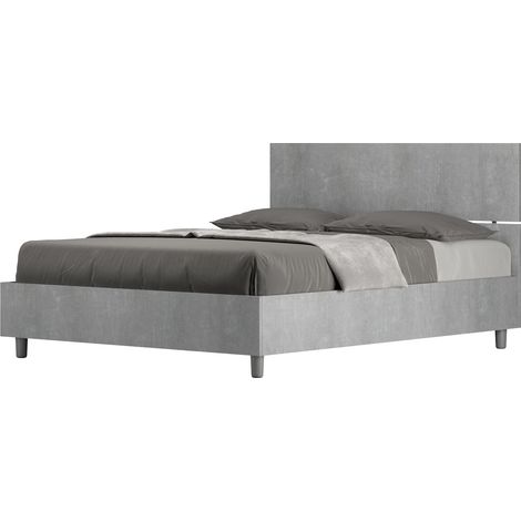 Letto Matrimoniale Francese 140x190 cm Senza Rete Demas Testata Dritta Cemento (1/5)