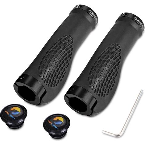 Fahrradgriffe ergonomisch mit Schraubenden für MTB und Roller, Schwarz (1/5)