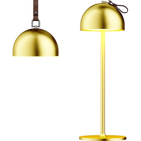 DILUMEN Akku Tischlampe Aufladbar Dimmbare,LED Tischleuchte Kabellose,Warmweiß 3000K Tragbare Outdoor Tischlampe,Für Innen und Aussen mit USB-C,Metallmaterial,IP44 Wasserdichte (Gold 1pcs) (1/5)