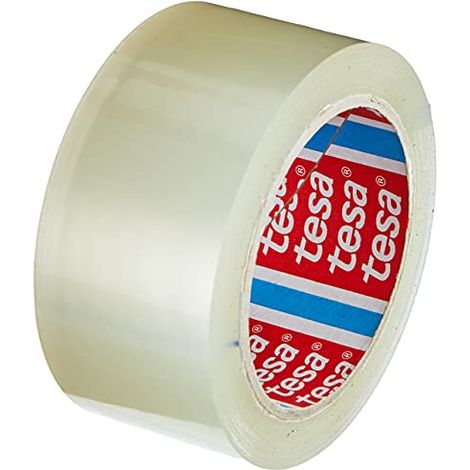 tesa Pack Nastro Adesivo Solido e Forte per Imballaggio in Cartone - Supporto in Polipropilene Forte e Silenzioso - Resistente ai Raggi UV e al Taglio - Trasparente - 66m x 50mm (1/4)