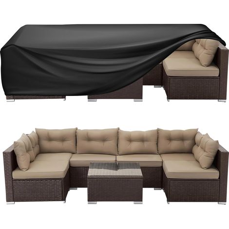 WLEAFJ Gartenmöbelabdeckungen, rechteckig, wasserdicht, strapazierfähig, für Terrassenmöbel, 229 cm L x 163 cm B x 71 cm H, Schwarz (1/5)