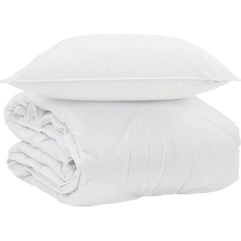 Ensemble couette et oreiller d'été en duvet, 2 pièces, microfibre blanche. (1/5)