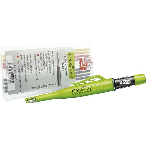 Pica Tieflochmarker Set, Pica Dry graphit + Ersatzminen graphit/gelb/rot