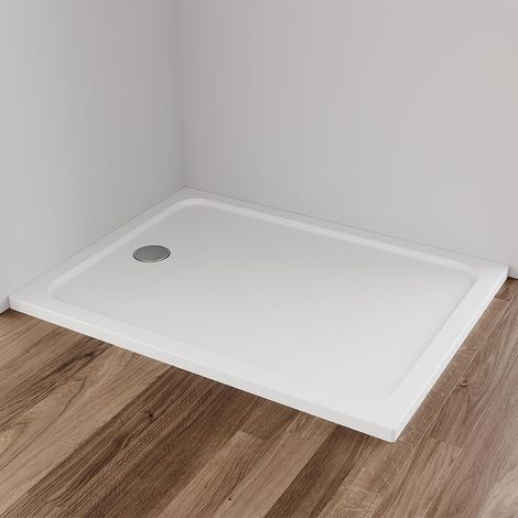 Receveur de douche 80 x 90 x 4 cm Bac à douche Kit complet Carré Extra plat Angulaire Acrylique Blanc Douche Bac acrylique pour paroi de douche Cabine de douche, incl. bonde (1/5)
