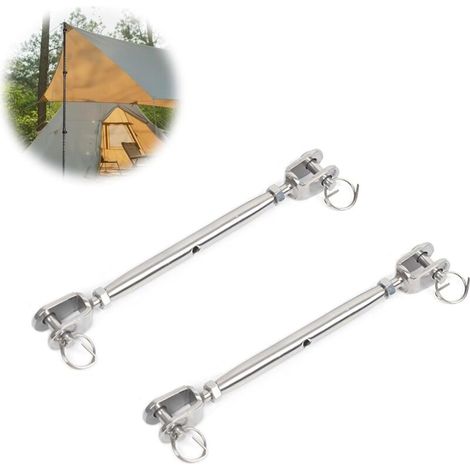 Tenditori a vite in acciaio inox 304 – Set da 2 M5 con forcella per tende da sole, barche a vela e tensionamento di cavi o corde.