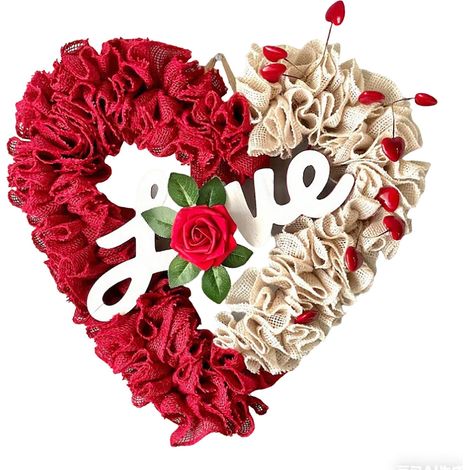 Guirlande En Forme De Cœur - Décoration Porte D'Entrée Pour La Saint-Valentin - Idéal Pour Mur Cheminée Porche - 1 Pièce (1/5)
