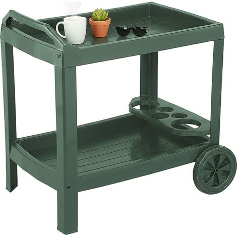 Dmora Servierwagen mit Rädern, Made in Italy, 53 x 74 x 73 cm, Farbe Grün