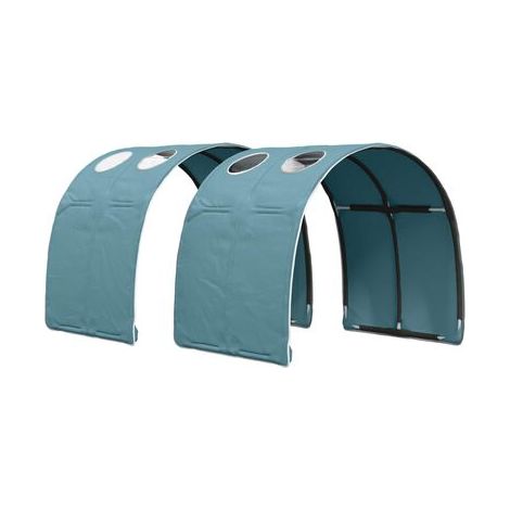 Cadre de lit 3 places avec tunnel, chêne Sonoma, bleu clair, chêne naturel élégant, meuble de chambre, design contemporain, montage facile (1/5)