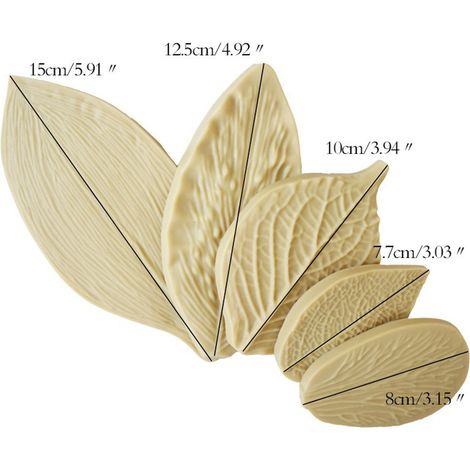 5-teiliges Set 3D-Blatt-Keksausstecher aus Silikon zum Dekorieren von Backwaren (1/5)
