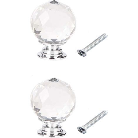 4 boutons de meuble diamants, transparent lisse, Diam.30 mm (1/5)