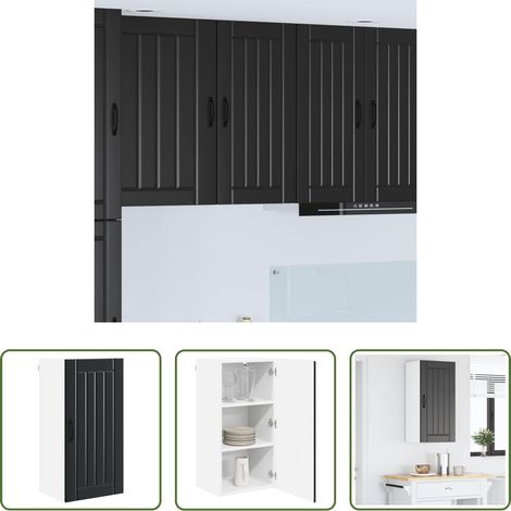 Küchenregal Schwarz - Küchenschrank Schwarz 40 x 31 x 80 cm Holzwerkstoff (1/5)