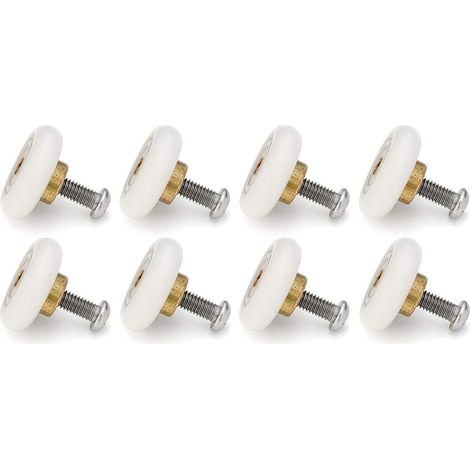 Lot de 4 roulettes doubles pour porte de douche, roues poulies de 20 mm de diamètre, pièces de rechange haut et bas pour salle de bain (23 mm-8 pièces-modèle B) (1/5)