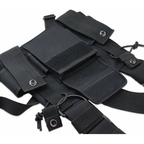 1 Étui de transport radio talkie-walkie, nylon, harnais anti-rebond, noir, pour police et chantier (1/4)