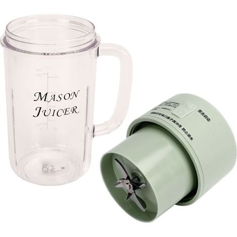 Blender portable 10 lames, facile à nettoyer, appareil électrique pour jus, milkshakes, smoothies, idéal pour la salle de sport, les voyages et le bureau (vert). (1/5)