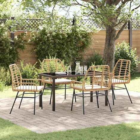 Garten Essgruppe 5 pcs Braun Poly-Rattan (1/5)