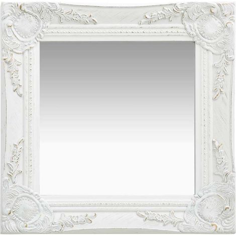 vidaXL Espejo de pared estilo barroco blanco 40x40 cm (1/5)