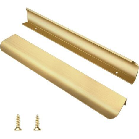 2 Pack Gold Kitchen Cabinet Handles Aluminum Alloy Hole Distance 256mm with Screws (1/5)