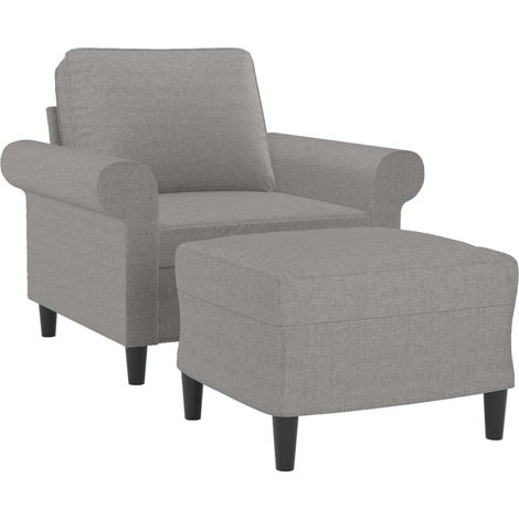 Fauteuil avec repose-pied Gris clair 60 cm Tissu vidaXL (1/5)