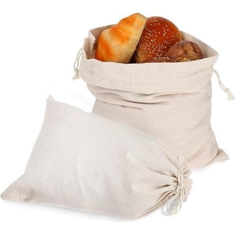 Bolsas reutilizables para pan, 4 unidades, Envases sostenibles para pan, Bolsas para pan, Fiambrera reutilizable y ecológica, Beige (1/5)