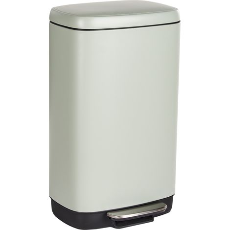 Cubo de basura moderno con pedal y tapa para cocina material sintético de hierro con recubrimiento de polvo a prueba de huellas dactilares verde claro Ecocollect