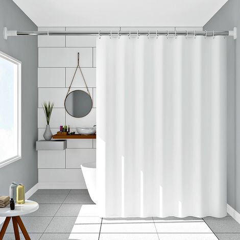 Rideau de douche 240x200 blanc, imperméable, anti-moisissure, avec boucle de suspension, largeur 240 x hauteur 200 cm (1/5)