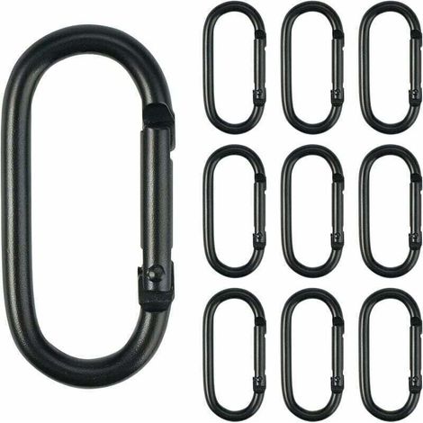 10 Stück Karabiner, 2 cm 5 cm kleine schwarze Karabiner, Mini-Kletter-Schlüsselanhänger aus Aluminium mit Federmechanismus, Karabiner zur Sicherung von Ausrüstung für Zuhause, Reisen, Camping, Angeln,