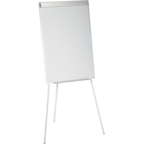 Lavagna magnetica per presentazioni regolabile con portaoggetti da ufficio 120 x 90 cm in metallo bianco 130008557