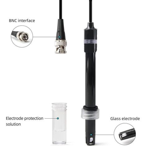 Sonde PH Piscine. 0-14 électrode PH Avec Connecteur BNC. Haut Précision Sonde De PH Remplaacble Pour PH Metre. PH Manette Testeurs PH Pour Aquarium. Piscine. Laboratoire. Hydroponie