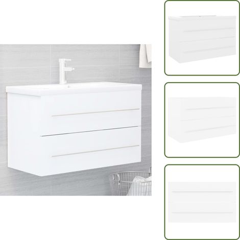 The Living Store Mueble con lavabo madera de ingeniería blanco - Lavabo empotrado