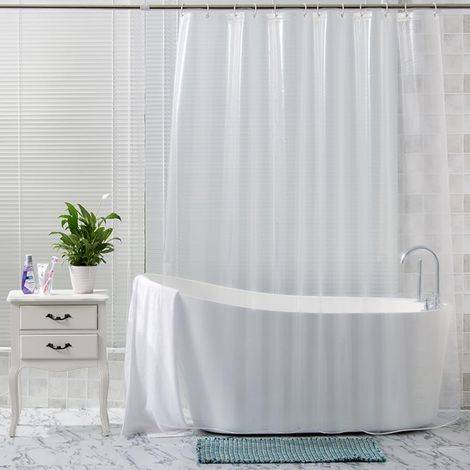 Helweet Rideau de Douche Transparent Anti-Moisissure et Imperméable, Rideau Douche Transparentpour, Rideaux de Douches Salle de Bain et Baignoire, avec Œillets Métalliques et 12 Crochets- 180 X 200cm (1/5)