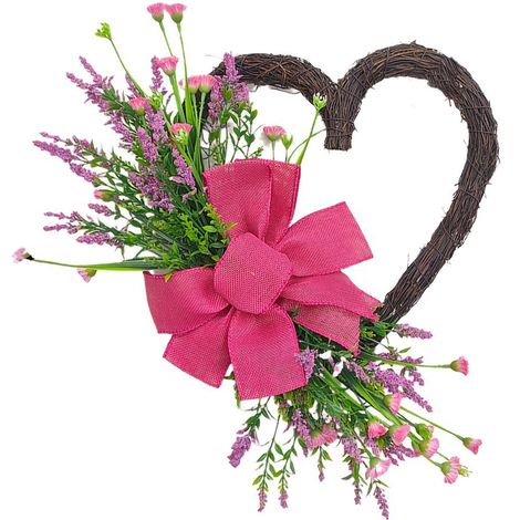 Guirlande En Forme De Coeur - Décoration Porte Saint-Valentin - Fleur Artificielle Tissée - Intérieur Extérieur - 1 Pièce (1/5)