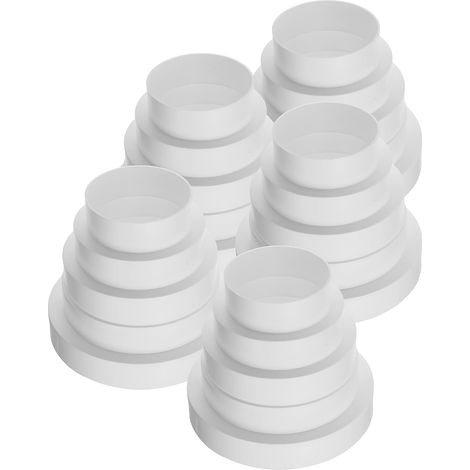 Vent Systems Lot de 5 réducteurs de conduit en plastique de 80 à 120 mm - Réducteurs de conduit en ligne - Augmentateur - Connecteur - Adaptateur universel (1/5)