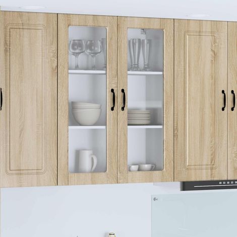 vidaXL Wall Glass Cabinet PORTO Sonoma Oak 80 x 31 x 100 cm