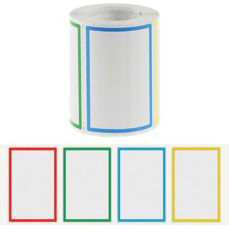 300 farbenfrohe, selbstklebende Etiketten mit Rand, ideal für Schulmaterialien. – 8,80 x 5,80 x 0,10 cm (1/4)