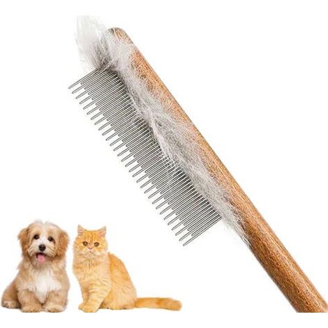 Peigne en bois pour chats, chiens et lapins - Outil de toilettage professionnel pour poils longs et courts - Brosse anti-griffures pour un démêlage quotidien et une réduction de la perte de poils (1/5)