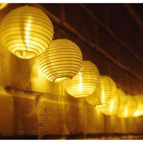 Guirlande lumineuse solaire d'extérieur - 5 m - 20 lanternes LED - 8 modes - Étanche - Éclairage solaire pour jardin, balcon, cour, mariage, Noël, fête (blanc chaud) [Classe énergétique A+++] (1/5)