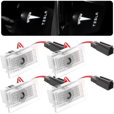 BUNTHAUS Lot de 4 projecteurs LED de porte de voiture avec lumière de bienvenue et éclairage d'entrée pour Tesla Model 3, Model Y, Model S et Model X - Accessoires Tesla (1/5)