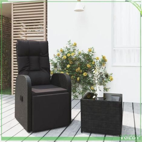 Ensemble de salon de jardin 2 pcs - FAFEICY - 3157661 - Noir - Rotin poly résistant - Cadre acier inclinable (1/5)