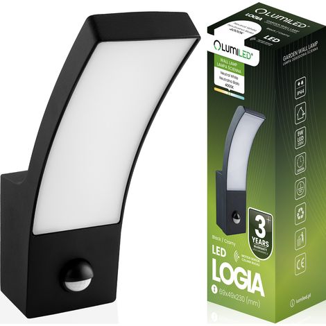 LED-Fassadenleuchte, Außenwandleuchte, schwarz, Gartenleuchte, 10 W, 4000 K, IP44, Bewegungsmelder, Logia (1/5)