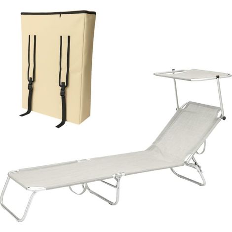 Lettino prendisole pieghevole con tetto parasole e Borsa per il trasporto - Dimensione Lettino: 180x55x62 cm – Portata massima: 120 kg - Sdraio con st (1/5)
