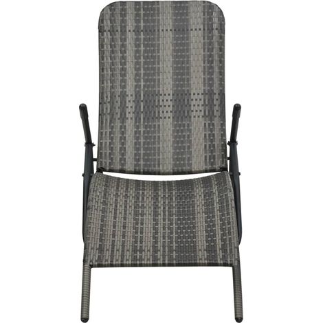 Chaise longue pliable, Fauteuil Relax, pour Jardin Balcon Camping, Résine tressée Gris OIB4806E (1/5)