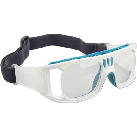 Lunettes de sport résistantes aux chocs et antibuée, avec bandeau ajustable, pour basketball, course à pied et cyclisme (bleu). (1/5)