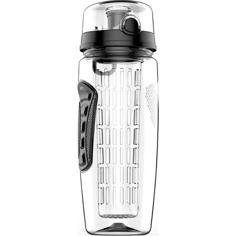 Bouteille d'eau de 930 ml avec insert à fruits – grande capacité, sans BPA, couvercle à charnière avec poignée – conception anti-fuite. (1/4)