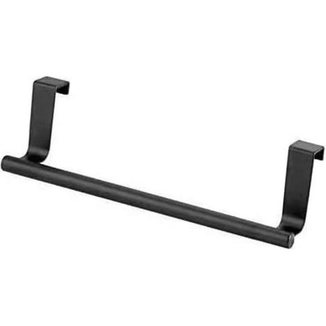 Toallero de cocina colgante de acero inoxidable, soporte para toallas de cocina sin necesidad de taladrar, 23 cm de largo (negro) (1/5)