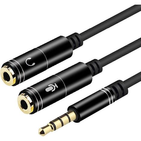 Câble adaptateur audio 3,5 mm, répartiteur casque/microphone CTIA double port vers prise unique, adapté aux ordinateurs portables de jeu PC. (1/5)