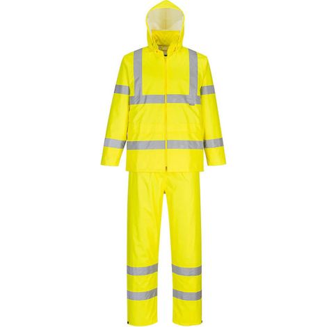 Traje de agua de alta visibilidad Packaway impermeable de poliéster y PVC flúor PORTWEST H448 XS Amarillo