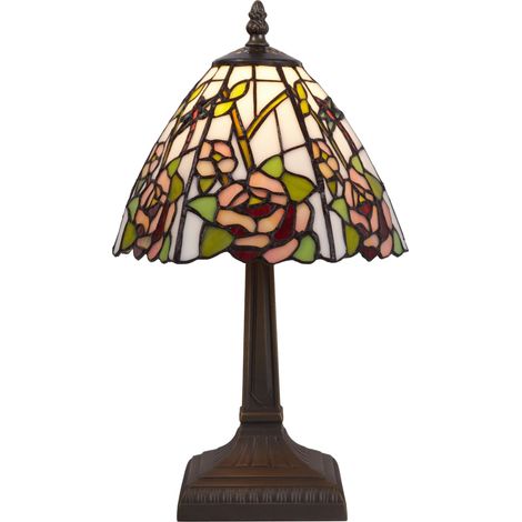 Lampe de table Tiffany blanche plus petite, diamètre 20 cm, série Compact