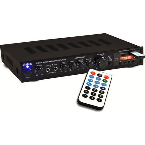 Hifi Receiver Bluetooth USB SD MP3 Verstärker Fernbedienung 2x Mikrofoneingang FM Radiotuner