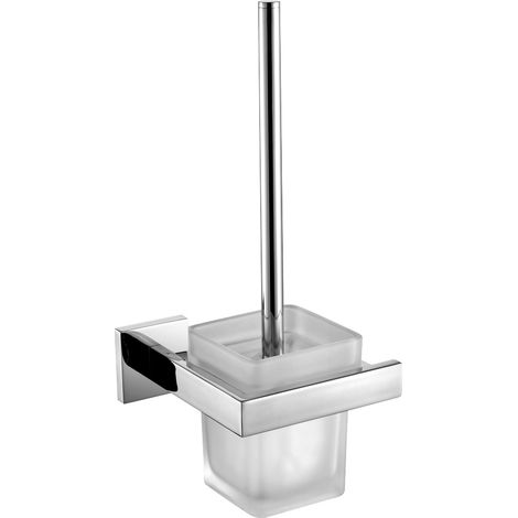 Porte-brosse de toilette KWC 147x340x135mm, brosse en nylon, manche en acier inoxydable, finition brillante.