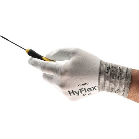 Guante HyFlex 11-600 Talla 10 blanco EN 388 PSA II Nyl.m.PU ANSELL (Paquete de 12)